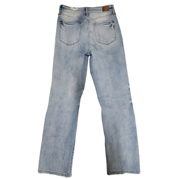 Judy Blue Womens 3/26 Distressed Light Wash Straight Fit Jeans Pre-owned - Picture 2 of 8